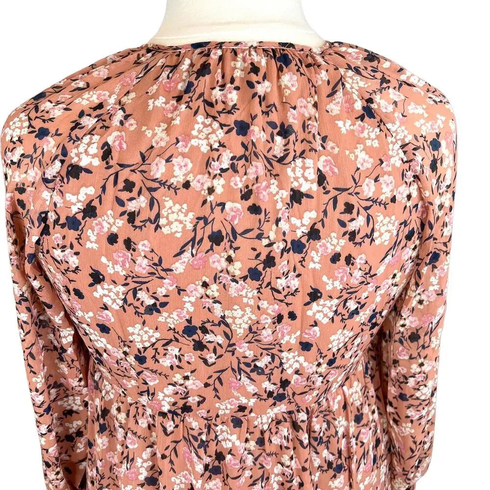 NWT Adyson Parker Floral Tiered Puff Long Sleeve Dress Sz 1X Cedarwood Combo